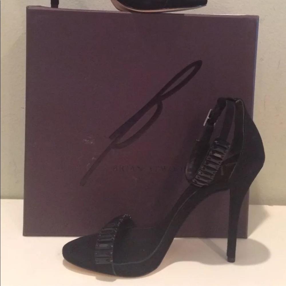 B BRIAN ATWOOD CIARA SUEDE STONES SANDAL STILETTO - Picture 5 of 12